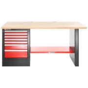 JLS2-2MW7DH - stół warsztatowy 2 m, blat drewniany, 7 szuflad