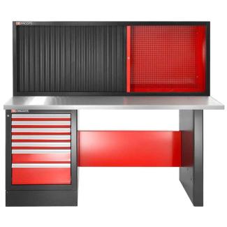 JLS2-2MS7DSCH - stół warsztatowy 2 m, blat metalowy, z szafką JLS2-MHTR