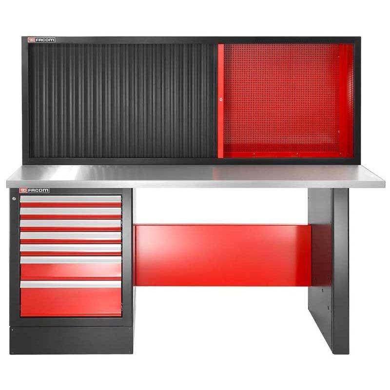 JLS2-2MS7DSCH - stół warsztatowy 2 m, blat metalowy, z szafką JLS2-MHTR