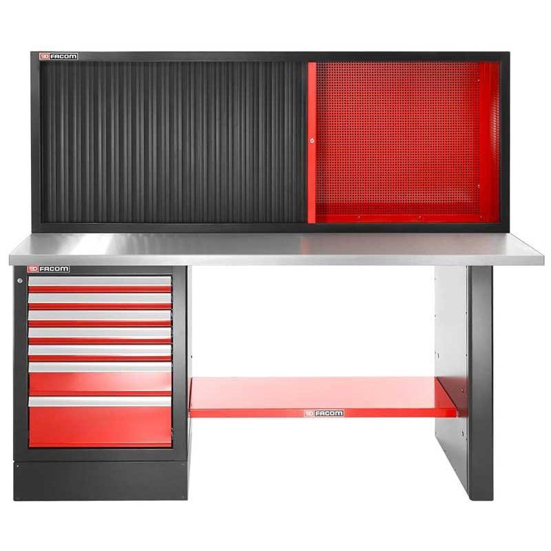 JLS2-2MS7DSCH - stół warsztatowy 2 m, blat metalowy, z szafką JLS2-MHTR