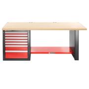 JLS2-2MW7DL - stół warsztatowy 2 m, blat drewniany, 7 szuflad
