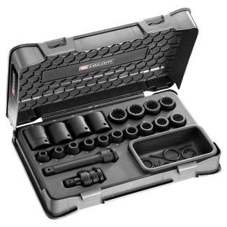 NSD.500A - zestaw 18 nasadek udarowych 12-kątnych 1/2”, 8 - 27 mm