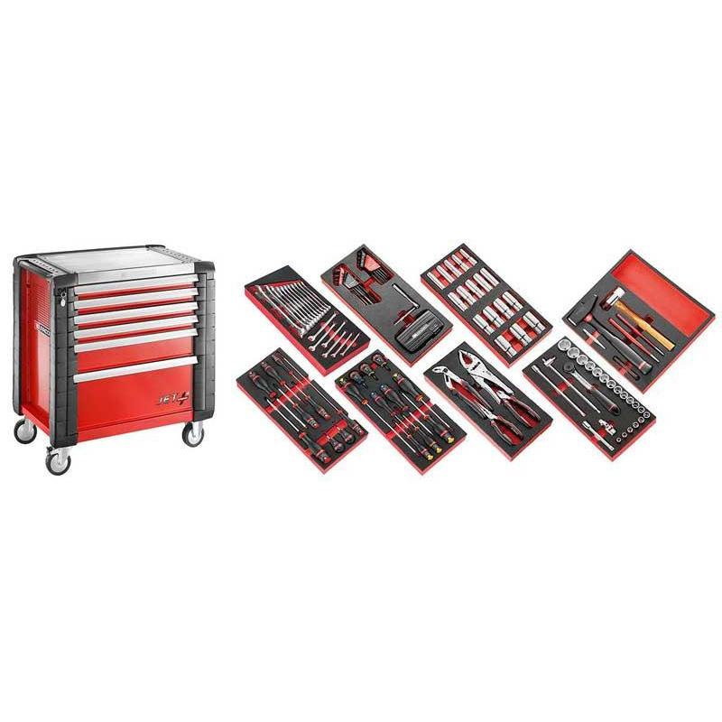 JET6M4.CMPL - wózek warsztatowy z wyposażeniem, 8 modułów, czerwony