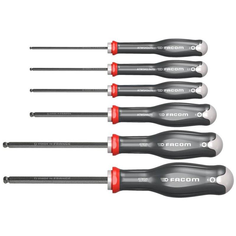 ATWSH.JT6 - zestaw kluczy trzpieniowych 6-kątnych osadzanych z kulką, 2 - 6 mm