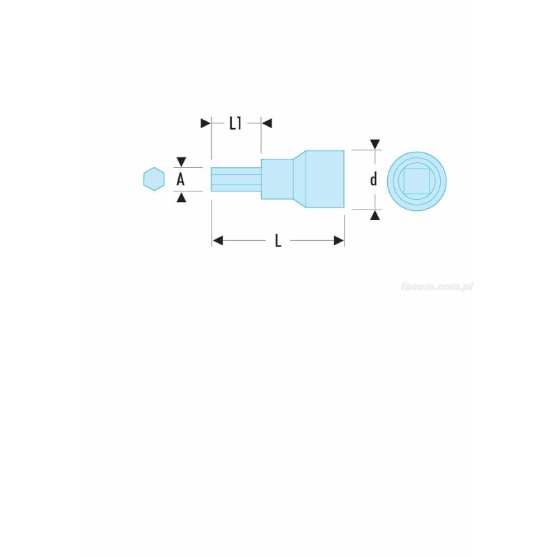 JT.5AVSE - nasadka 3/8" 6-kątna trzpieniowa, 5 mm