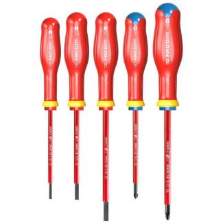 ATD.J5VE - zestaw 5 wkrętaków izolowanych PROTWIST® VE do śrub z rowkiem i Pozidriv, 3,5 - 5,5 mm i PZ1 - PZ2