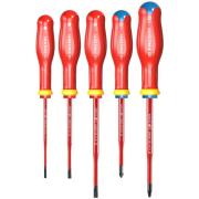 ATD.J5TVEPB - Zestaw 5 wkrętaków izolowanych PROTWIST® TVE do śrub z rowkiem i Pozidriv, 3,5 - 5,5 mm i PZ1 - PZ2