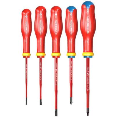 ATD.J5TVEPB - Zestaw 5 wkrętaków izolowanych PROTWIST® TVE do śrub z rowkiem i Pozidriv, 3,5 - 5,5 mm i PZ1 - PZ2