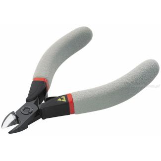 405.10RE - szczypce tnące ESD z główką ostrołukową, krępe, cięcie osiowe, Ø CuNi 0,3 – 1,2 mm