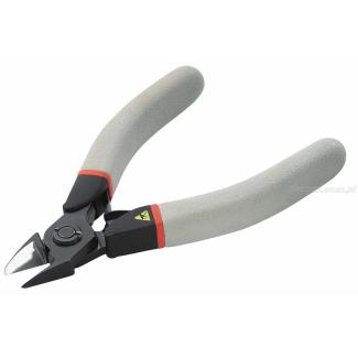 416.12E - szczypce tnące ESD z główką z ostrym zakończeniem, duża moc, cięcie półosiowe, Ø CuNi 0,3 – 1,6 mm