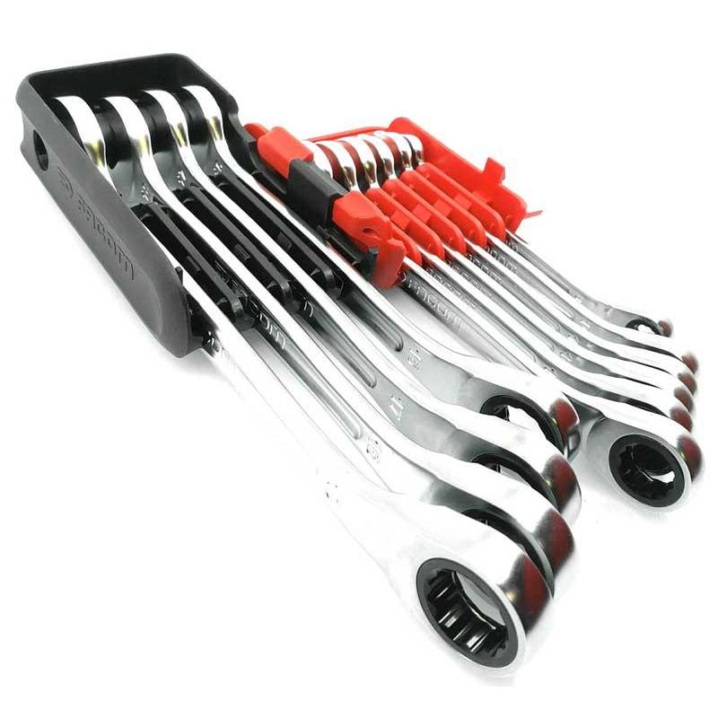 467B.JP10 - Zestaw kluczy oczkowo-płaskich grzechotkowych, 8 - 19 mm