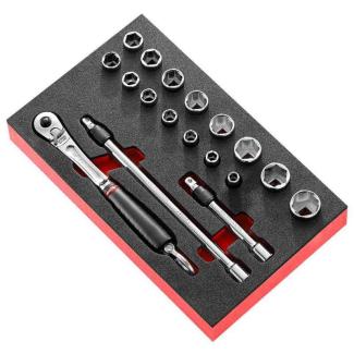 MODM.JL1SLS - Moduł nasadek 3/8" 6-kątnych SLS, 9 - 24 mm, wkładka piankowa