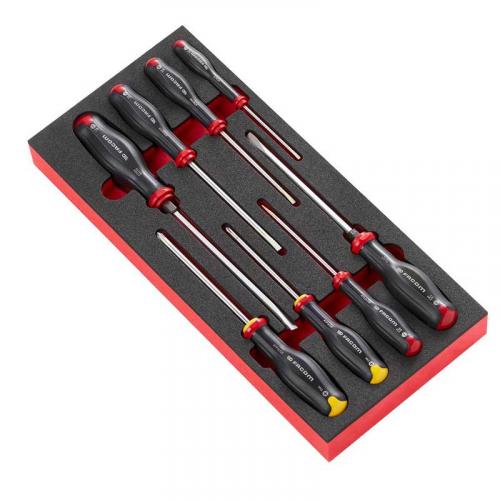MODM.AT1 - 8-Piece set of Protwist® screwdrivers in foam tray for slotted head screws, Phillips®, 3,5 - 8 mm, PH1 - PH2