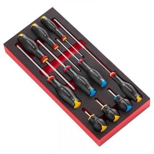 MODM.AT5 - 10-Piece set of Protwist® screwdrivers in foam tray for Phillips®, Pozidriv®, PH0 - PH3, PZ1 - PZ2