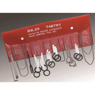 DX.25 - zestaw 20 narzędzi do demontażu autoradia
