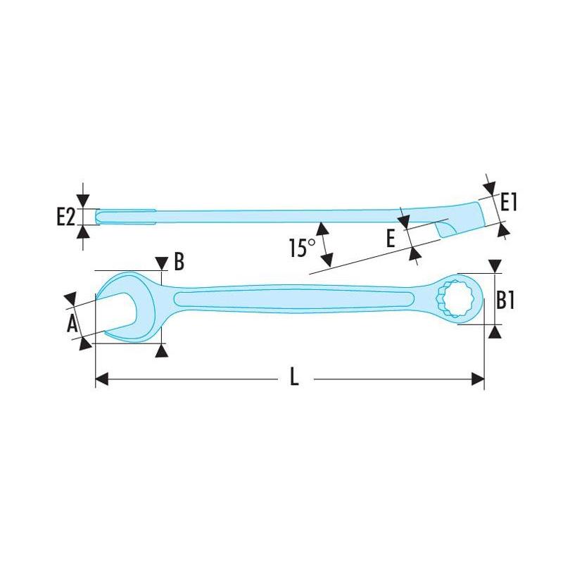440XL.13 - Long - reach combination wrench, 13 mm