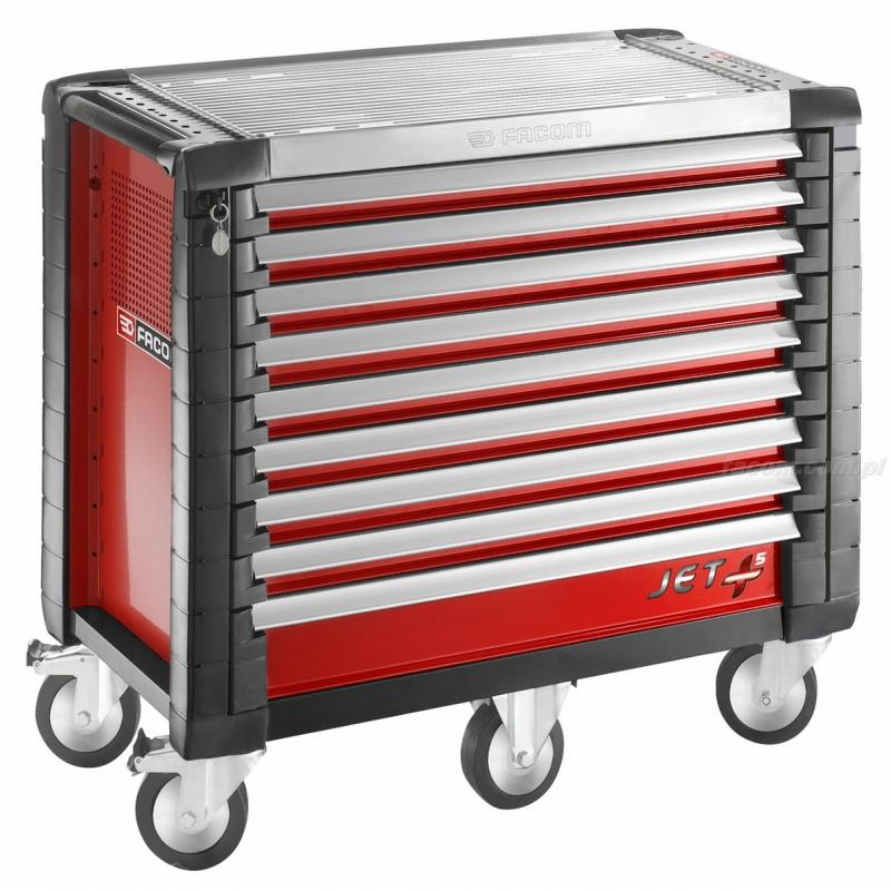 JET.9M5 - wózek JET+, 9 szuflad, 5 modułów na szufladę, czerwony