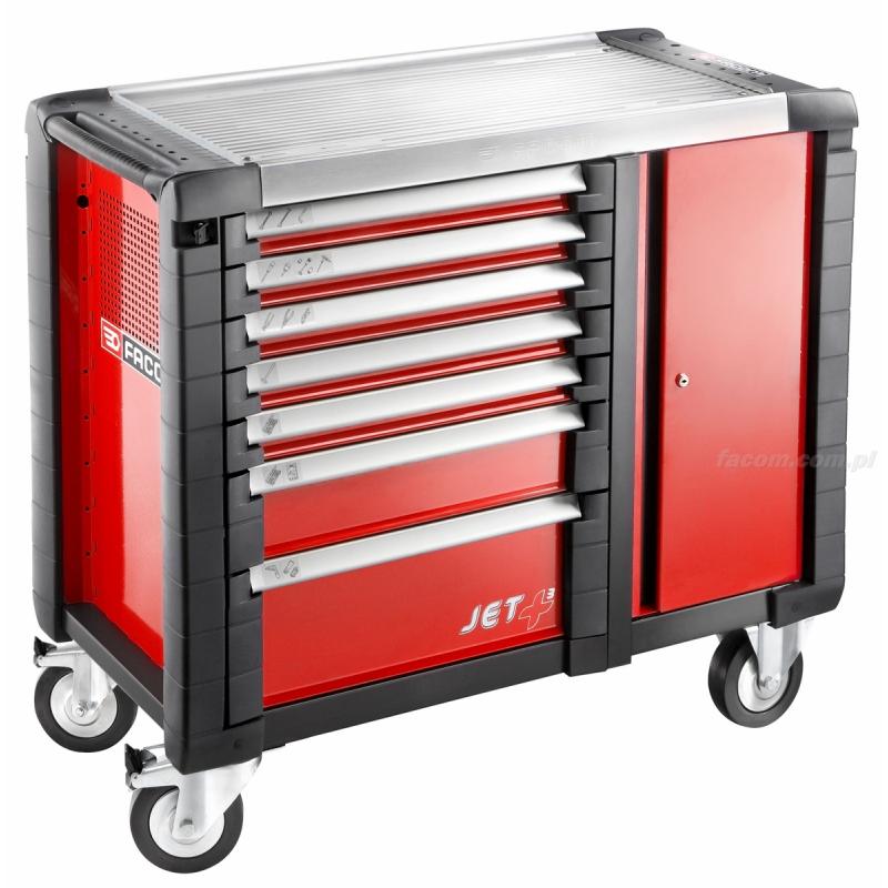 JET.T7M3 - ruchome stanowisko pracy JET+, 7 szuflad, 3 moduły na szufladę, czerwone