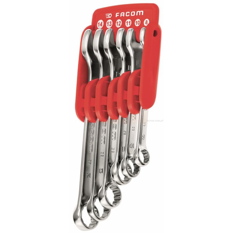 39.JP6 - Zestaw kluczy oczkowo-płaskich krótkich, 8 - 14 mm