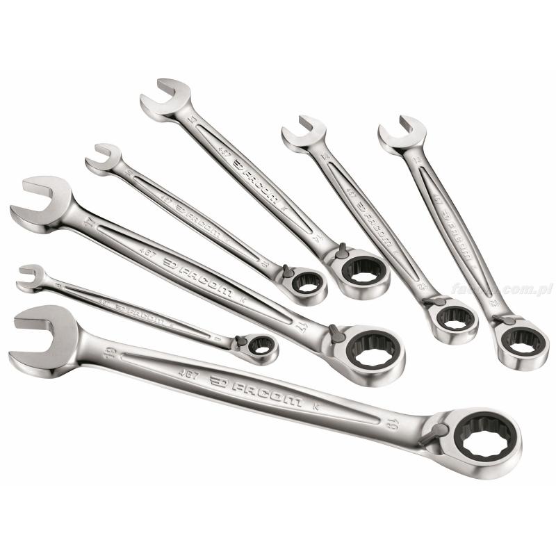 467.J7 - Zestaw kluczy oczkowo-płaskich grzechotkowych, 8 - 19 mm