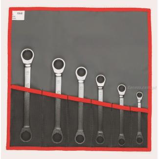 64.JU6T - Zestaw kluczy oczkowych grzechotkowych, 1/4"x5/16" - 7/8"x15/16"