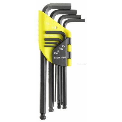 83SH.JP8UF - zestaw 8 kluczy trzpieniowych fluorescencyjnych odgiętych w etui