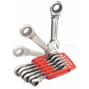 467S.JP6 - Zestaw kluczy oczkowo-płaskich grzechotkowych krótkich, 8 - 14 mm