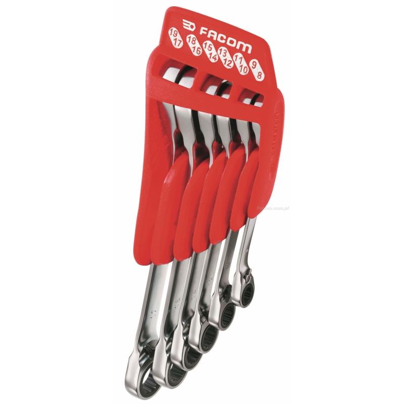 65.JP6 - Zestaw kluczy oczkowych grzechotkowych, 8x9 - 17x19 mm