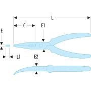 195.20CPESLS - Szczypce półokrągłe o szczękach wydłużonych, 200 mm SLS