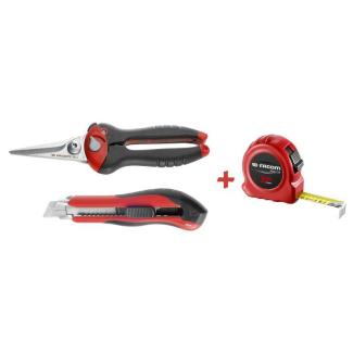 980.844PB - Zestaw nożyce uniwersalne, nożyk, miara zwijana 3 m