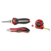 980.844PB - Zestaw nożyce uniwersalne, nożyk, miara zwijana 3 m