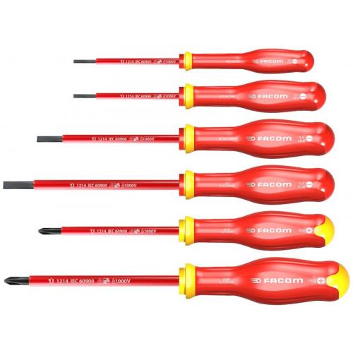 ATPVE.J6PB - Set of Protwist® 1000V insulated screwdrivers for slotted head screws, Phillips®, 2.5 - 5.5 mm, PH1 - PH2