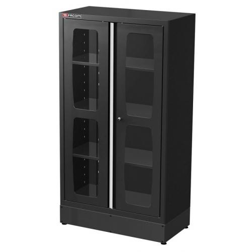 JLS2-A1000PVBS - Jetline+ high, 2 glazed doors, 3 shelves, black
