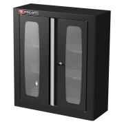 JLS2-MHSPVBS - Szafka wysoka Jetline+, pojedyncza z drzwiami przeszklonymi, czarna