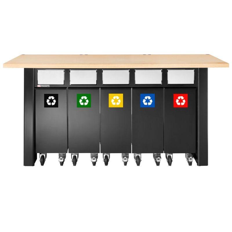 JLS2-5BINS - Zestaw 5 pojemników do segregacji odpadów JETLINE+, z klapami wrzutowymi