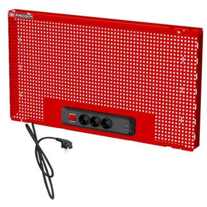 JLS2-PPAV1USB - Tablica połówkowa do zawieszania na ścianie Jetline+, 1 moduł + zestaw gniazdek i USB, czerwona