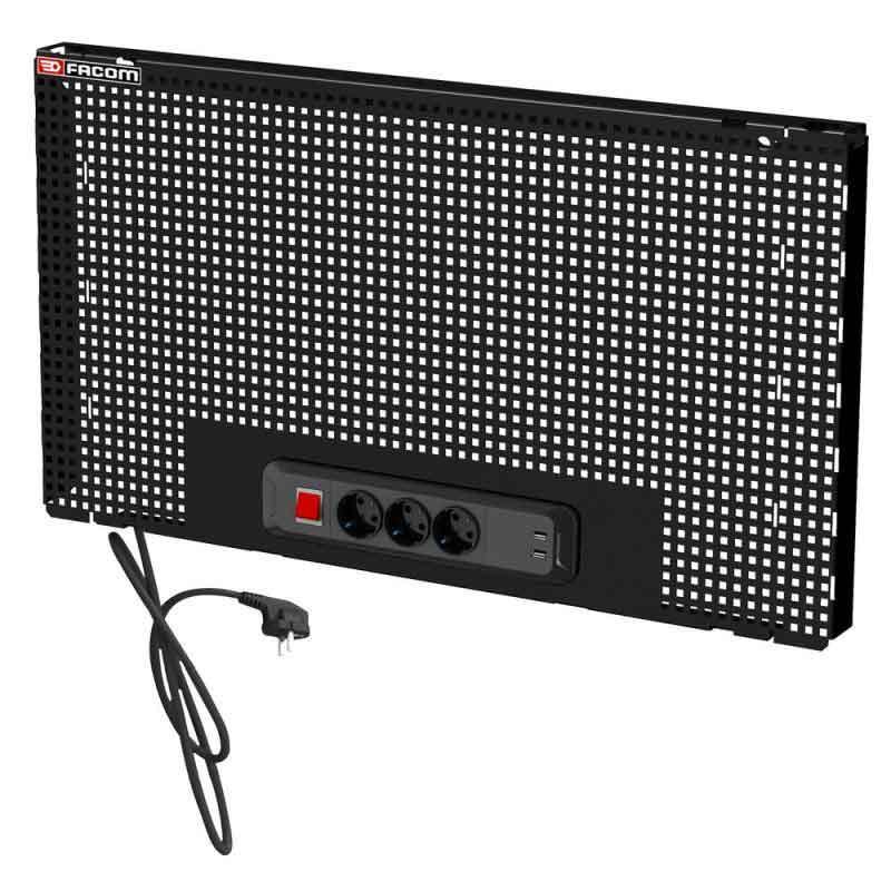 JLS2-PPAV1USBBS - Tablica połówkowa do zawieszania na ścianie Jetline+, 1 moduł + zestaw gniazdek i USB, czarna