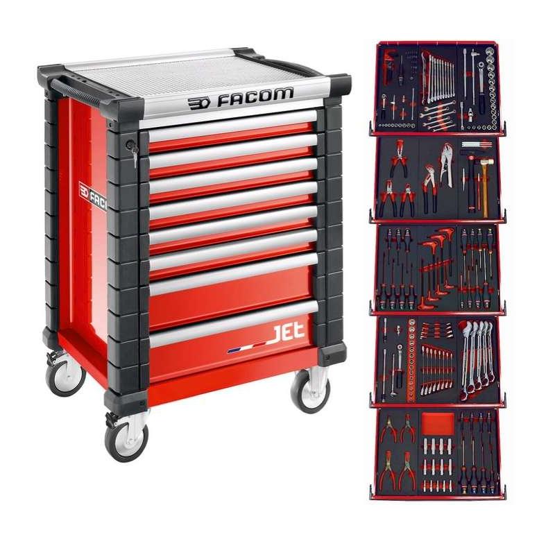JETCMM175BNL - Wózek warsztatowy z wyposażeniem, 15 modułów piankowych, czerwony
