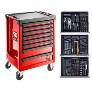 SPOTLIGHTBNL - Wózek warsztatowy z wyposażeniem, 9 modułów, czerwony