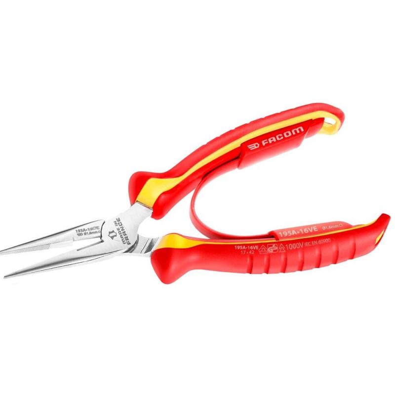 193A.16VE - 1000V VDE STRAIGHT NOSE PLIERS 160MM 193A.16VE - 1000V VDE STRAIGHT NOSE PLIERS 160MM