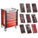 SPOTLIGHT.FOAM.M3 - Workshop cart with equipment, 8 foam modules, red