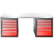 JLS3-2MS13DL - Stół warsztatowy 2182 mm, blat metalowy, 13 szuflad, niski