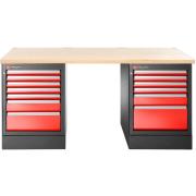 JLS3-2MW13DH - Stół warsztatowy 2182 mm, blat drewniany, 13 szuflad, wysoki JLS3-2MW13DH - Stół warsztatowy 2182 mm, blat drewniany, 13 szuflad, wysoki