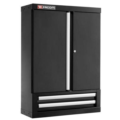 JLS3-2202BS - Szafka wysoka Jetline+, pojedyncza z drzwiami pełnymi, 2 szuflady, czarna