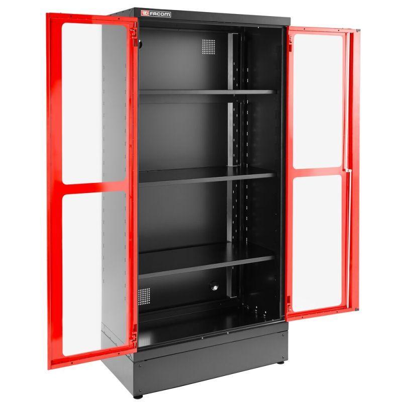 JLS3-A1000PV - Szafa 2-drzwiowa Jetline+, drzwi przeszklone, 3 półki, czerwona JLS3-A1000PV - Szafa 2-drzwiowa Jetline+, drzwi przeszklone, 3 półki, czerwona