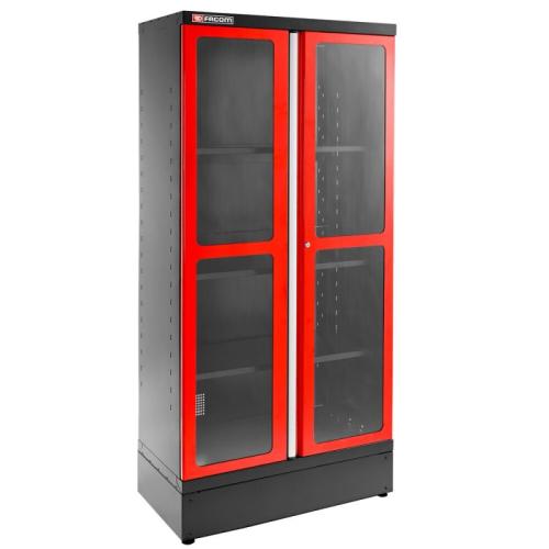JLS3-A1000PV - Jetline+ 2-door cabinet, glazed door, 3 shelves, red