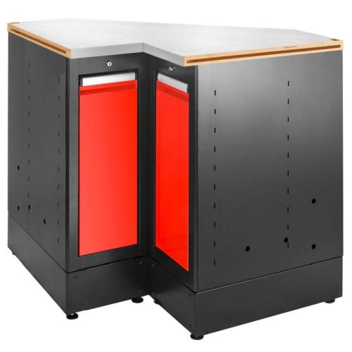 JLS3-MBSCSG - Jetline+ corner cabinet with stainless steel worktop, 2 drawers, 2 shelves, red