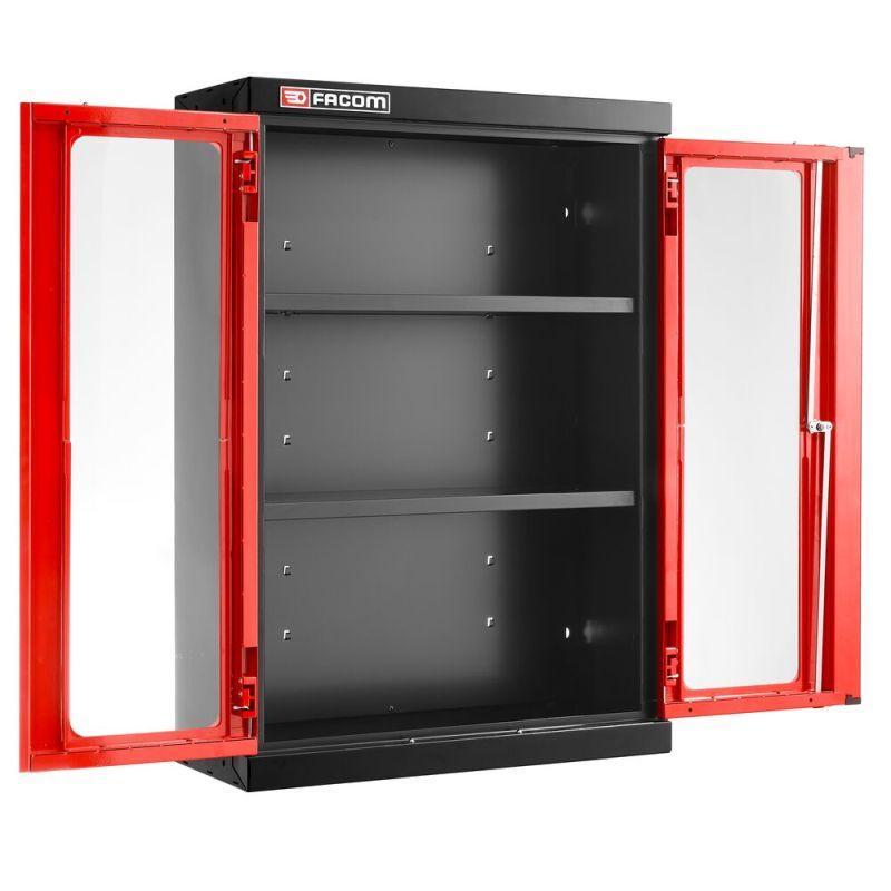 JLS3-MHSPV - Szafka wysoka Jetline+, pojedyncza z drzwiami przeszklonymi, 2 półki, czerwona JLS3-MHSPV - Szafka wysoka Jetline+, pojedyncza z drzwiami przeszklonymi, 2 półki, czerwona