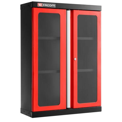 JLS3-MHSPV - Jetline+ top unit, single with glazed doors, 2 shelves, red
