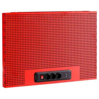 JLS3-PPAV1USB - Połowa panelu do zawieszania na ścianie Jetline+, 1 moduł + zestaw gniazdek i USB, czerwony